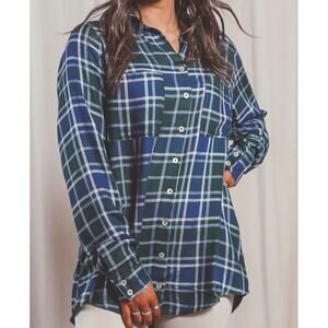 SMYM The Layer Shirt Blue Green Plaid M Soft
